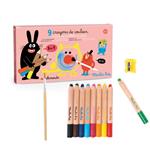 MOULIN ROTY - 9 Lápices de colores 3 en 1 Schmouks | 3575677166078 | Llibreria Sendak