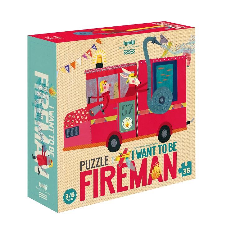 LONDJI Puzzle I want to be firefighter | 8436530163748 | Llibreria Sendak