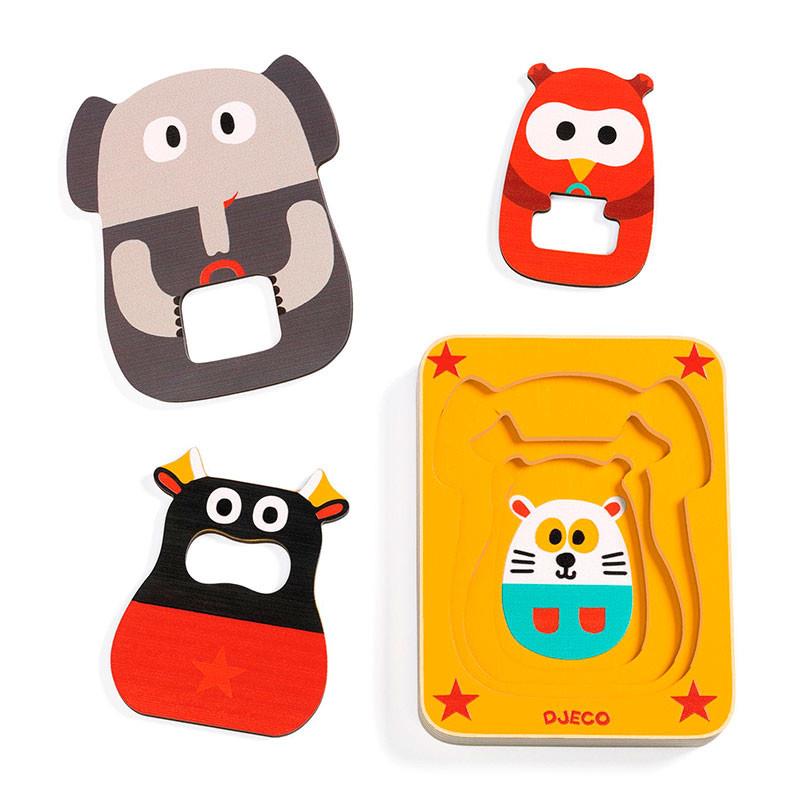 DJECO Puzzle fusta 3 nivells Leo&Co | 3070900014756 | Llibreria Sendak