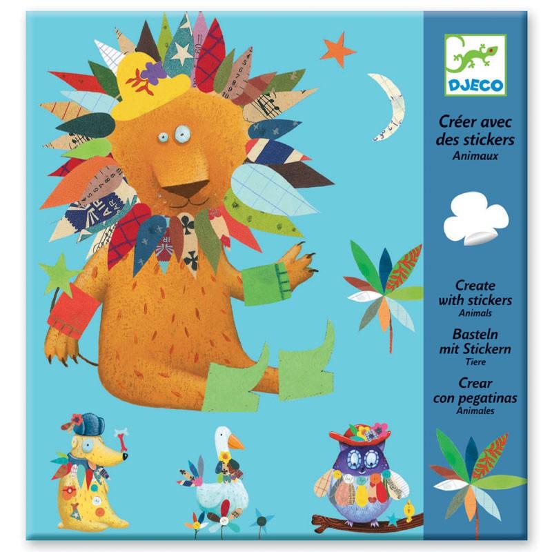 DJECO Crear con pegatinas - Animales | 3070900089327 | Librería Sendak
