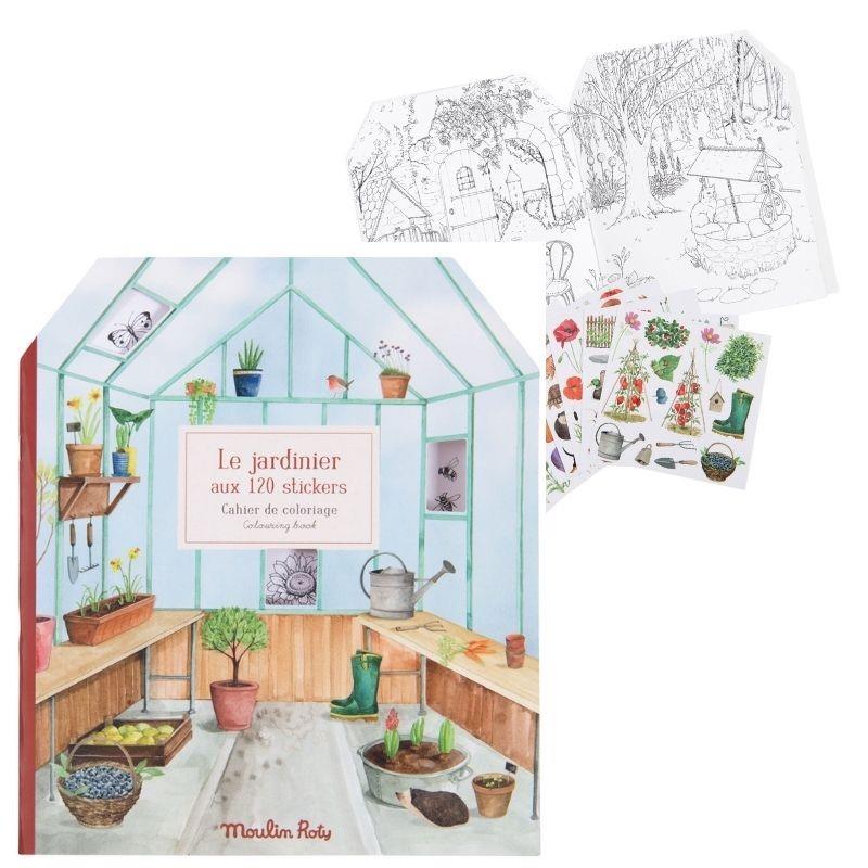 MOULIN ROTY Quadern per pintar - El Jardiner (amb adhesius) | 3575677126041 | Llibreria Sendak