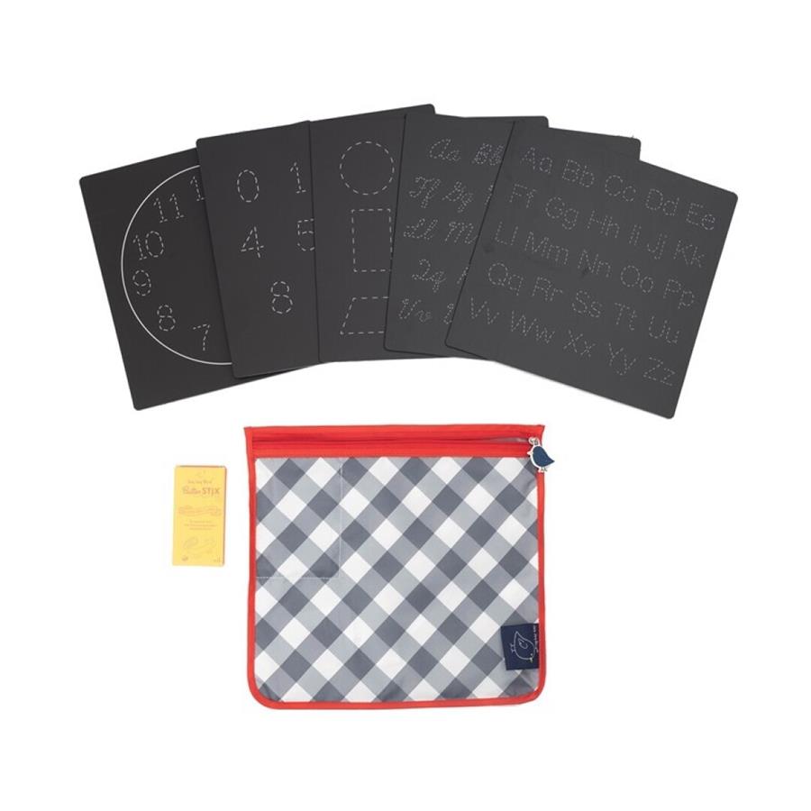 JAQ JAQ BIRD Chalk Board Set - Letters (with zipper pouch) | 0650726210414 | Librería Sendak