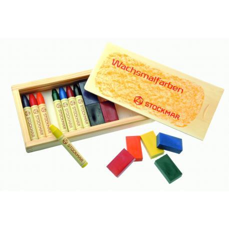 STOCKMAR 16 ceres (8 llapis i 8 blocs en caixa de fusta) | 4019365325815 | Librería Sendak