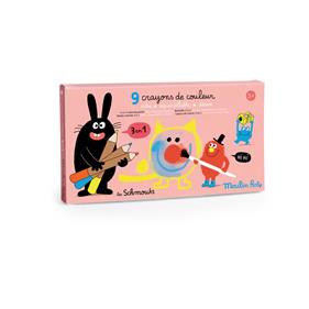 MOULIN ROTY - 9 Lápices de colores 3 en 1 Schmouks | 3575677166078 | Llibreria Sendak