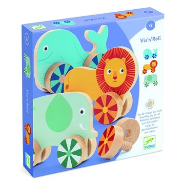 DJECO Animals de fusta - Vis'n'Roll | 3070900016842 | Llibreria Sendak